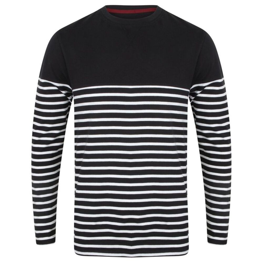 Front Row Mens Long Sleeve Breton Stripe T-Shirt / Navy/White